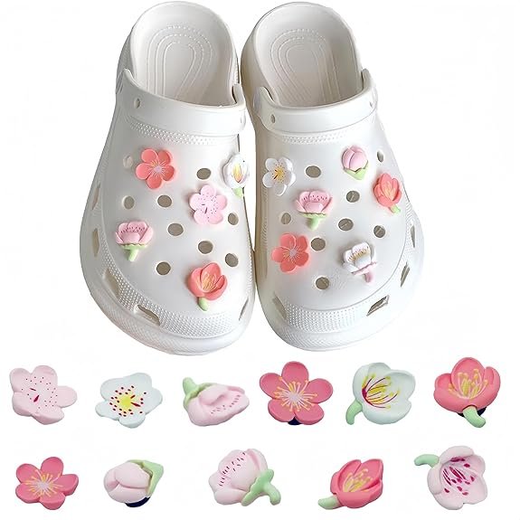 MAKABEE 2025 New Shoe Charms-Coquette Bows Flower Pink Shoe bogg bag Charms Set for Women Kids