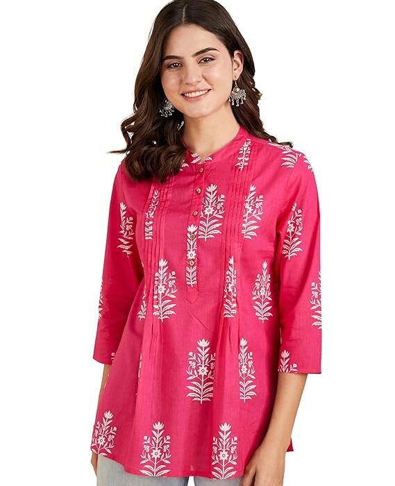 Women's Cotton Printed A-line Short Kurti | Available in Plus Size